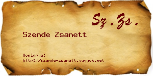 Szende Zsanett névjegykártya